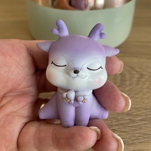 BABY REINDEER FIGURINE  Light Purple and White Holiday Decor